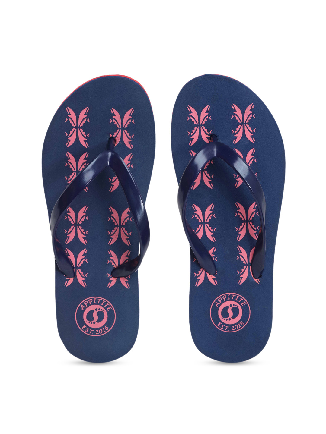 

APPITITE Women Blue & Peach-Coloured Printed Rubber Slip-On