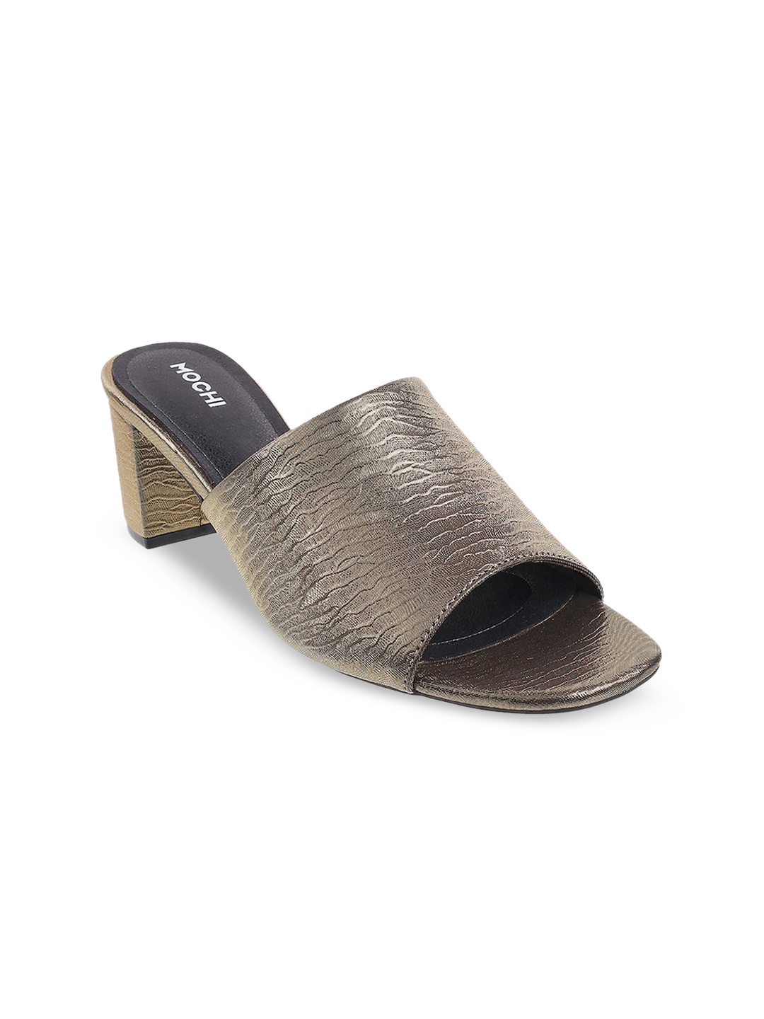 

Mochi Gold-Toned Textured Block Sandals