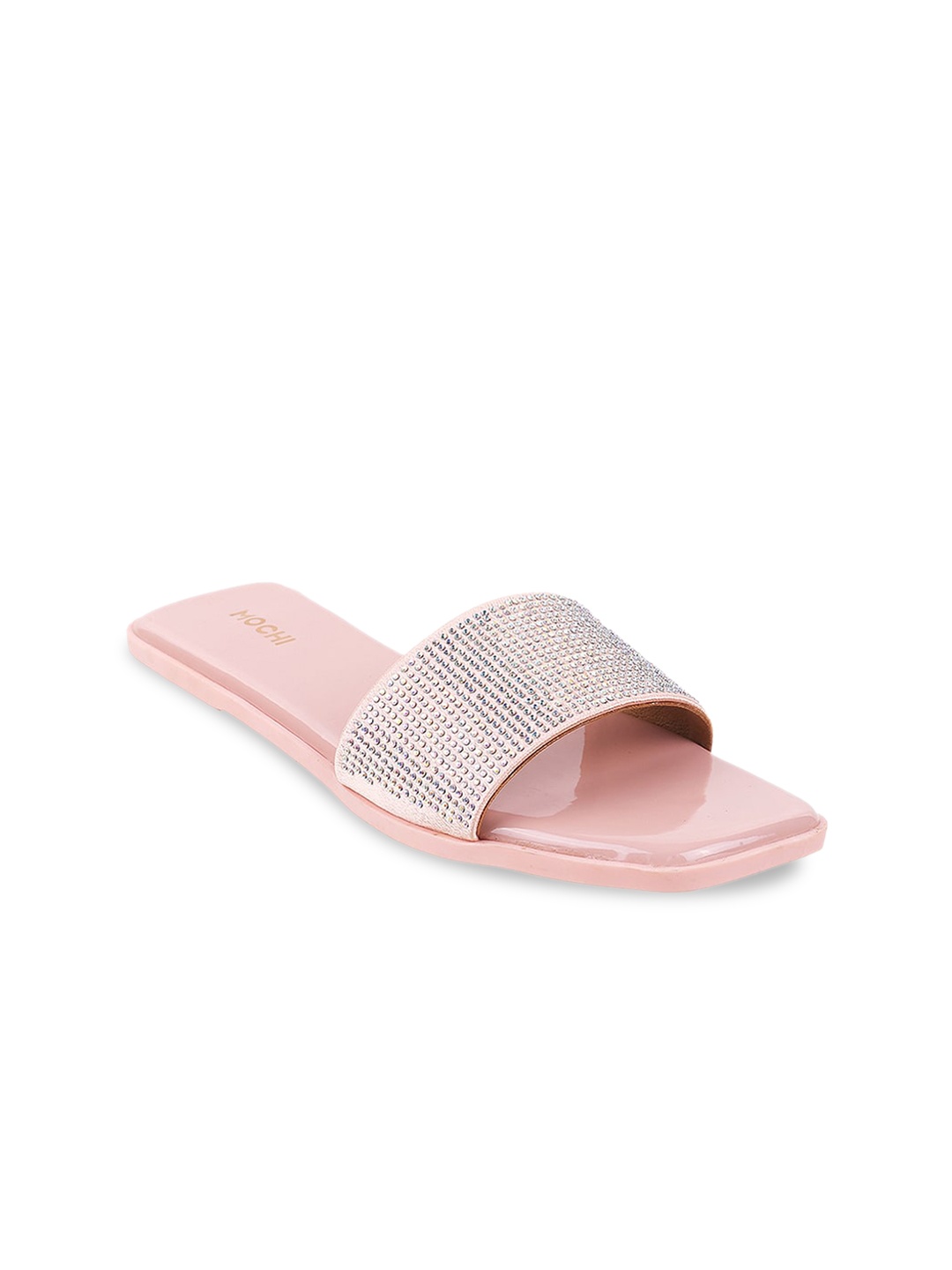 

Mochi Pink Embellished Open Toe Flats
