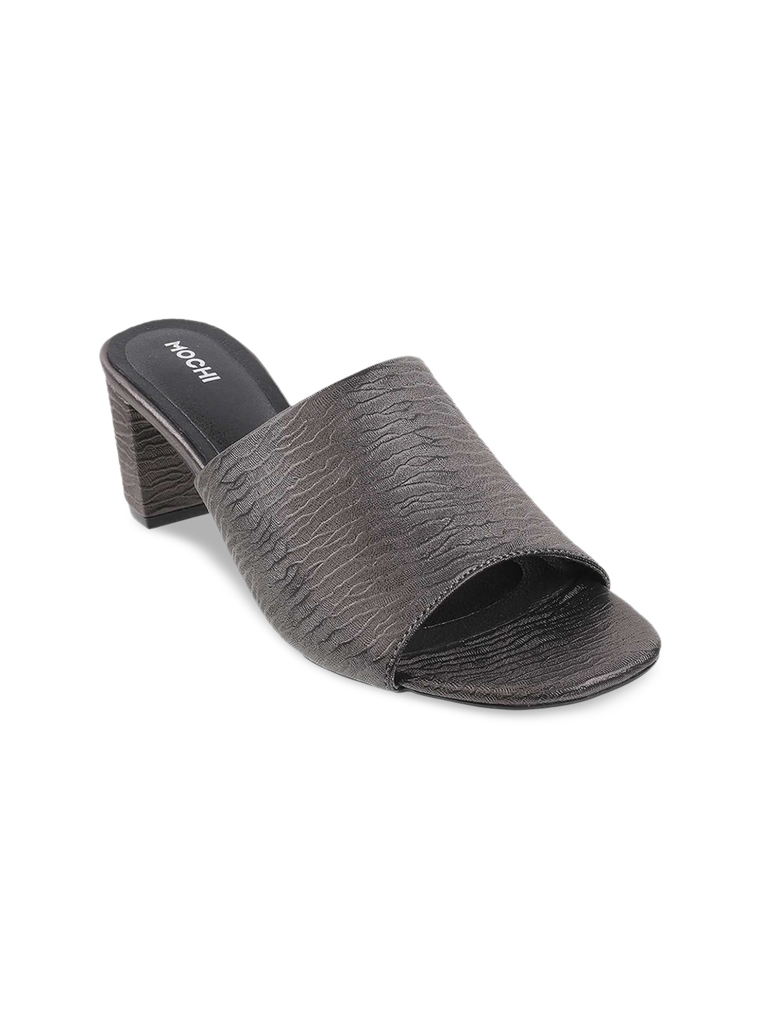 

Mochi Grey Textured Block Sandals
