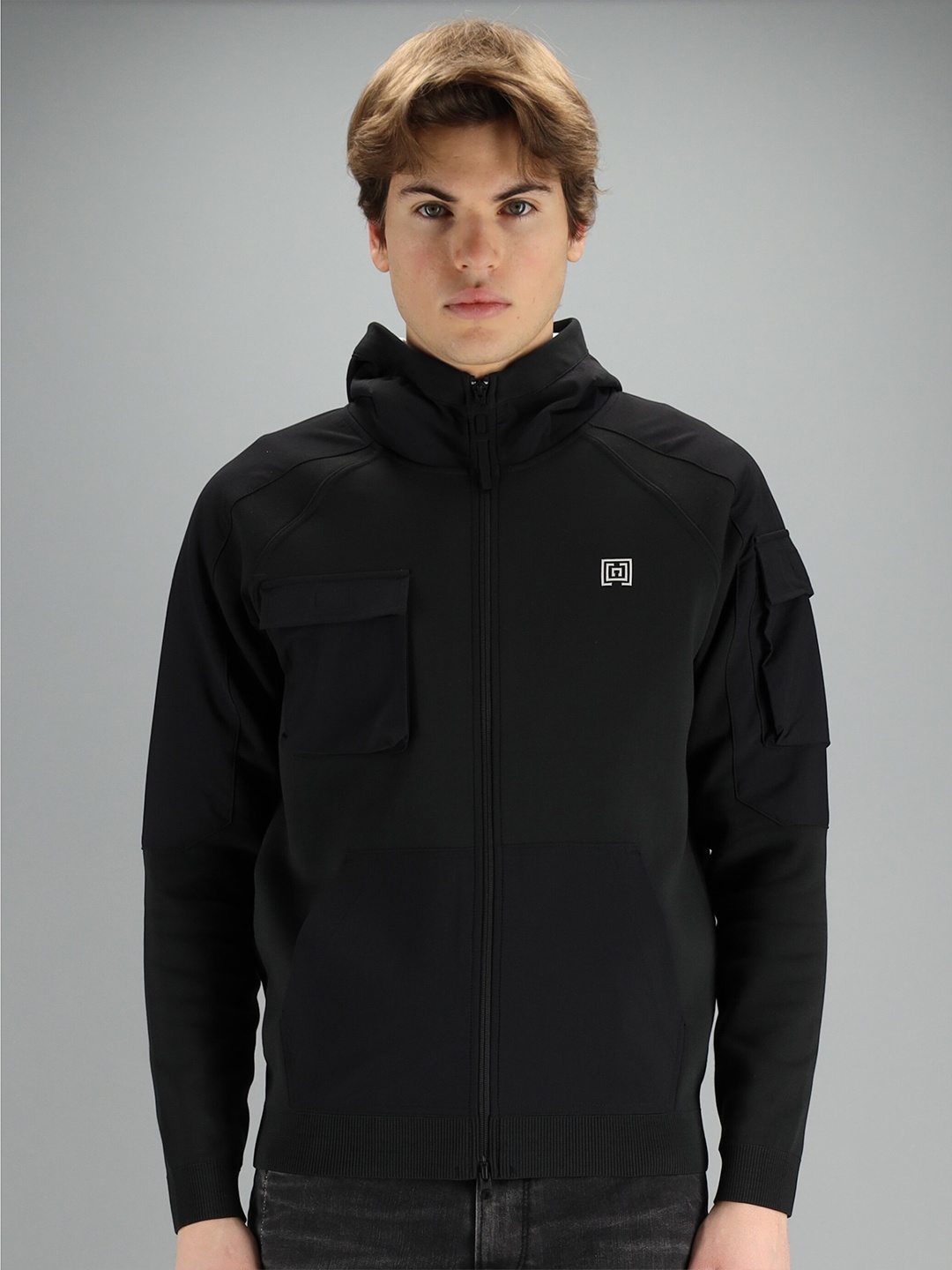 

FREESOUL Men Black Hooded Sweatshirt