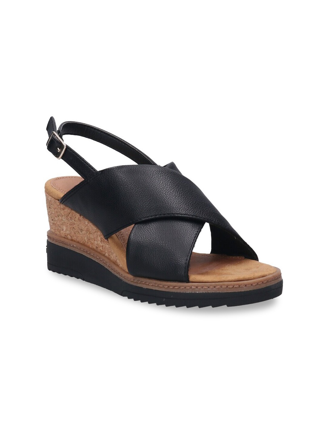 

Bugatti Women Black & Brown Platform Sandals with Buckles