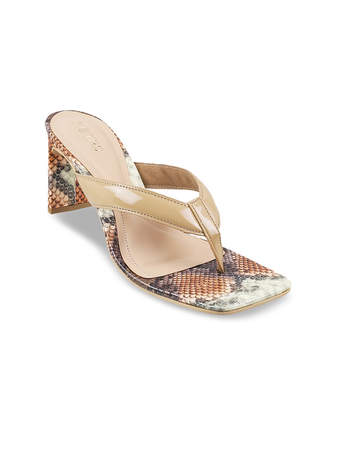 

Metro Beige Embellished Block Sandals