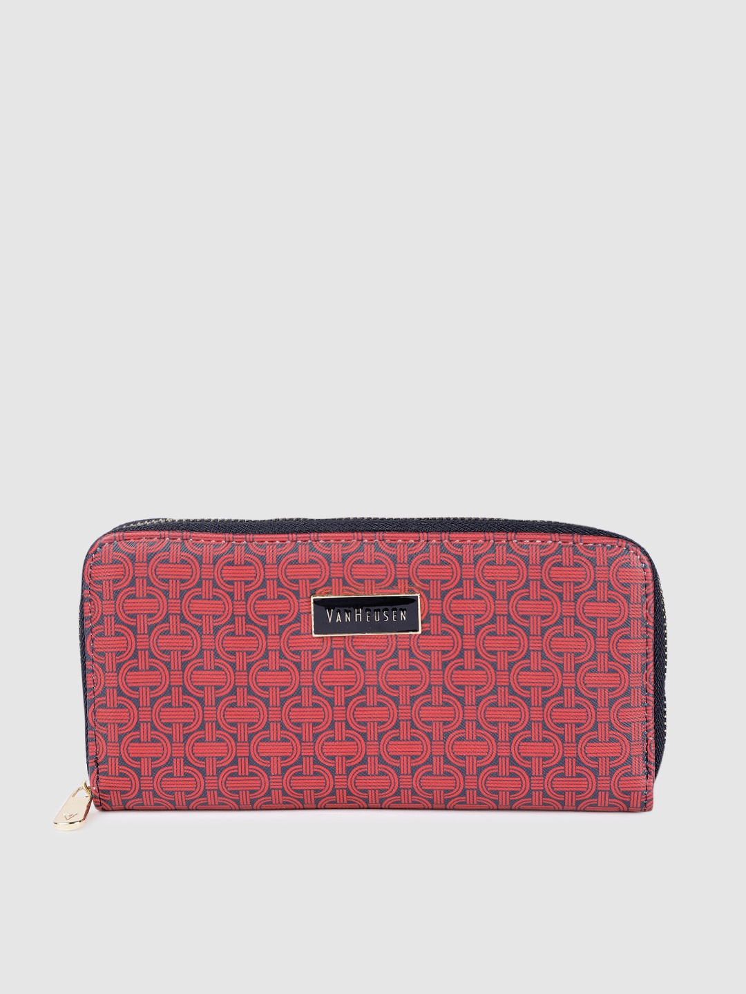 

Van Heusen Women Red & Navy Blue Printed ZIp Around Wallets