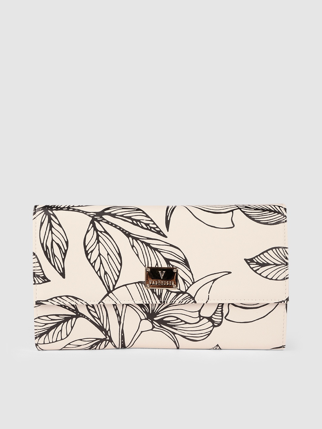 

Van Heusen Women White & Black Floral Printed Three Fold Wallet