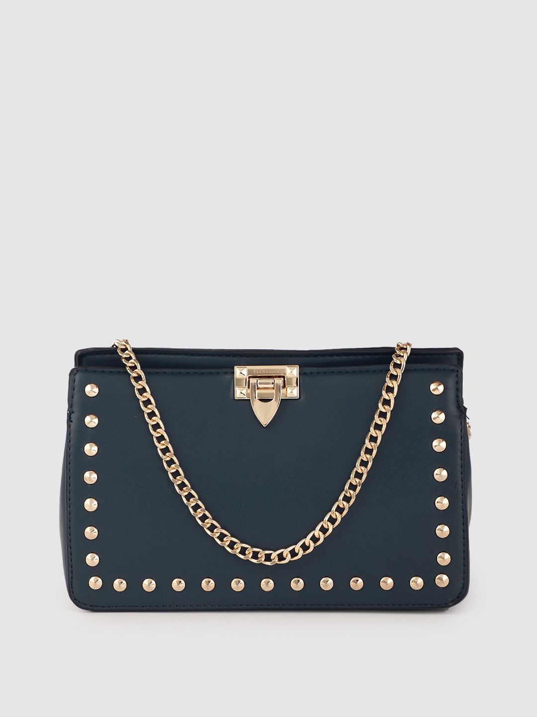 

Van Heusen Teal Blue Embellished Structured Sling Bag