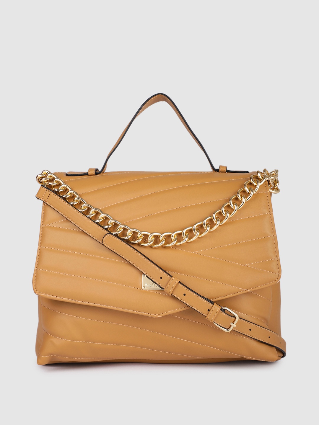 

Van Heusen Tan Brown Solid Structured Satchel