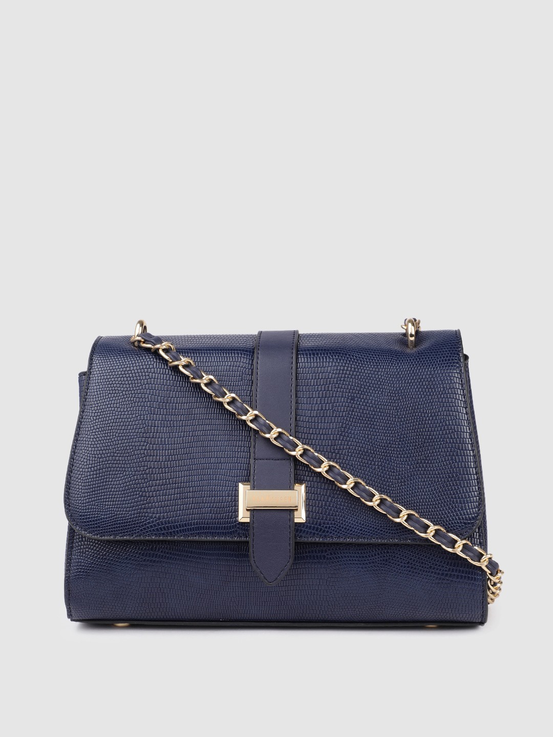 

Van Heusen Navy Blue Textured Structured Sling Bag