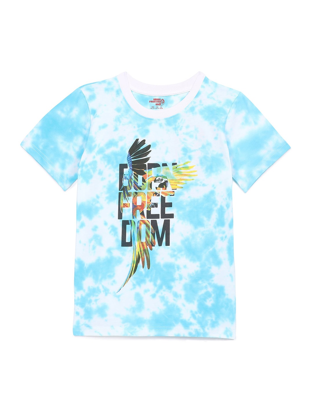 

UNDER FOURTEEN ONLY Boys Blue Printed Cotton T-shirt