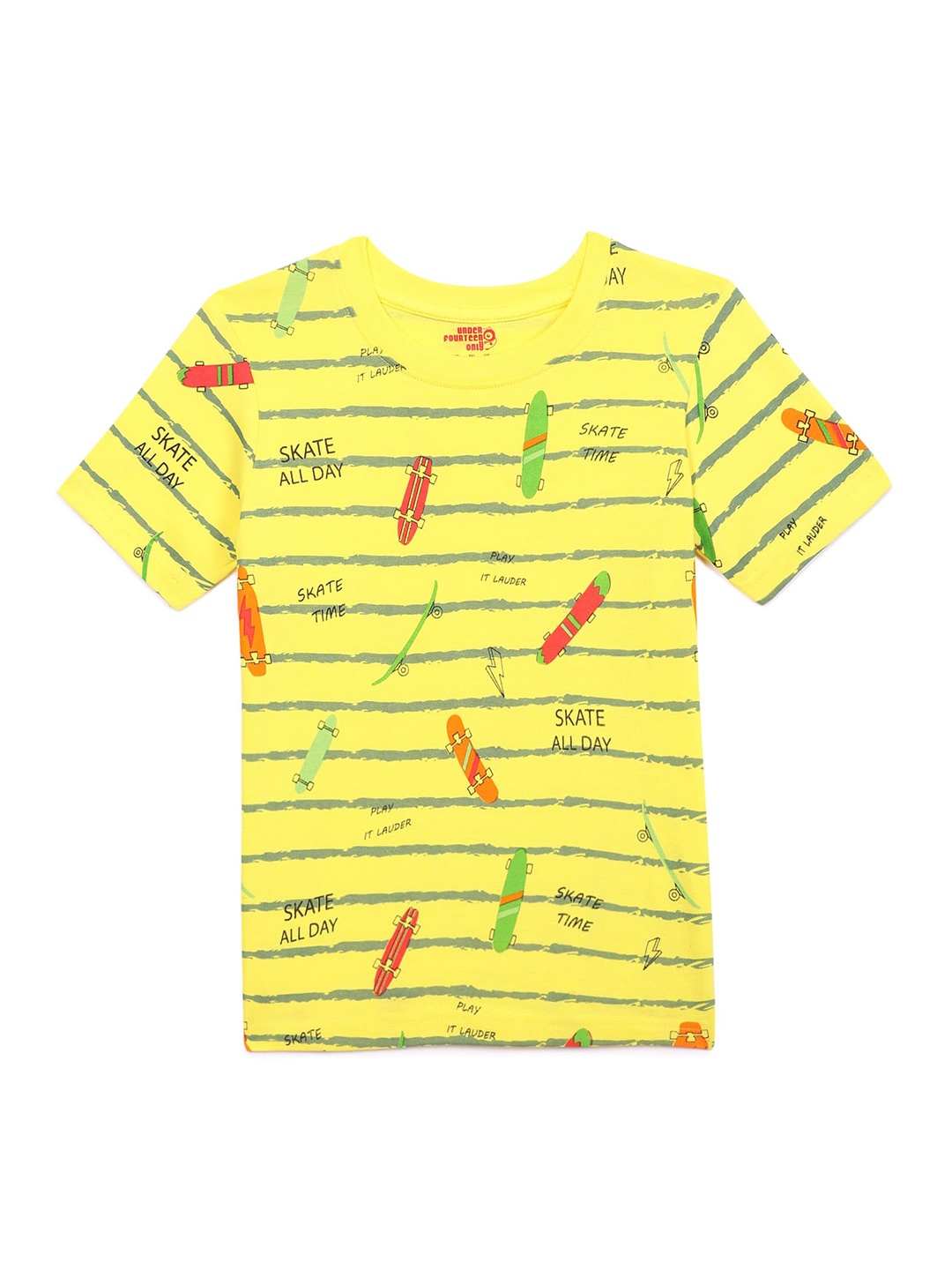 

UNDER FOURTEEN ONLY Boys Yellow Striped T-shirt