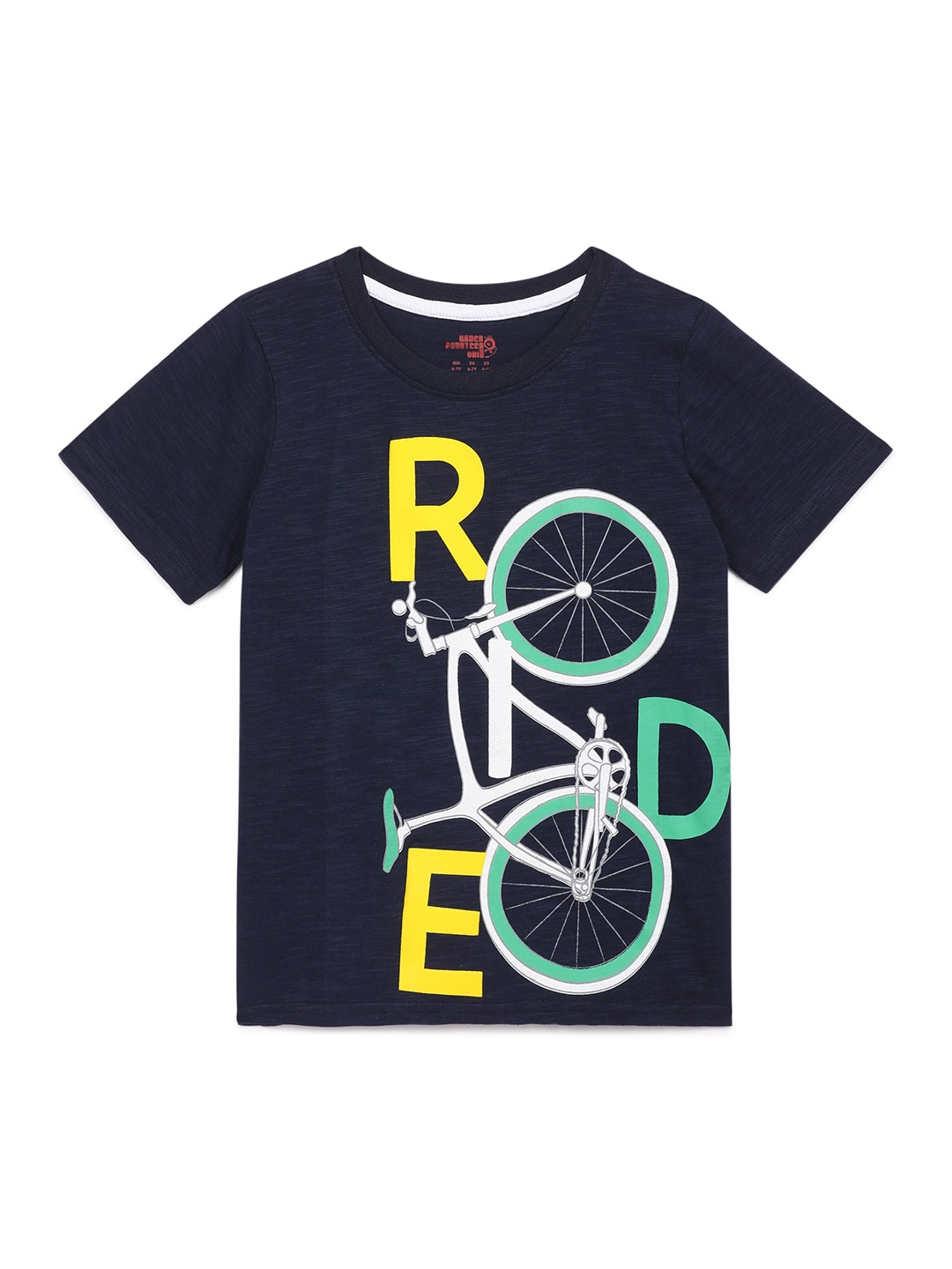 

UNDER FOURTEEN ONLY Boys Navy Blue Printed Cotton T-shirt