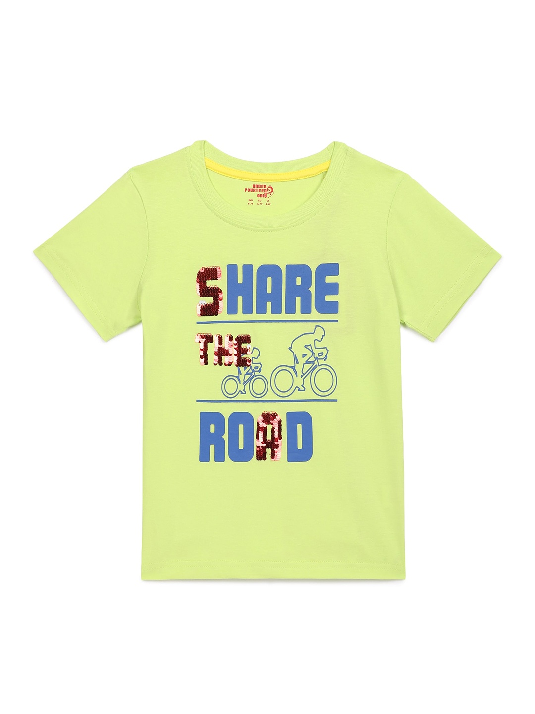 

UNDER FOURTEEN ONLY Boys Lime Green Printed T-shirt