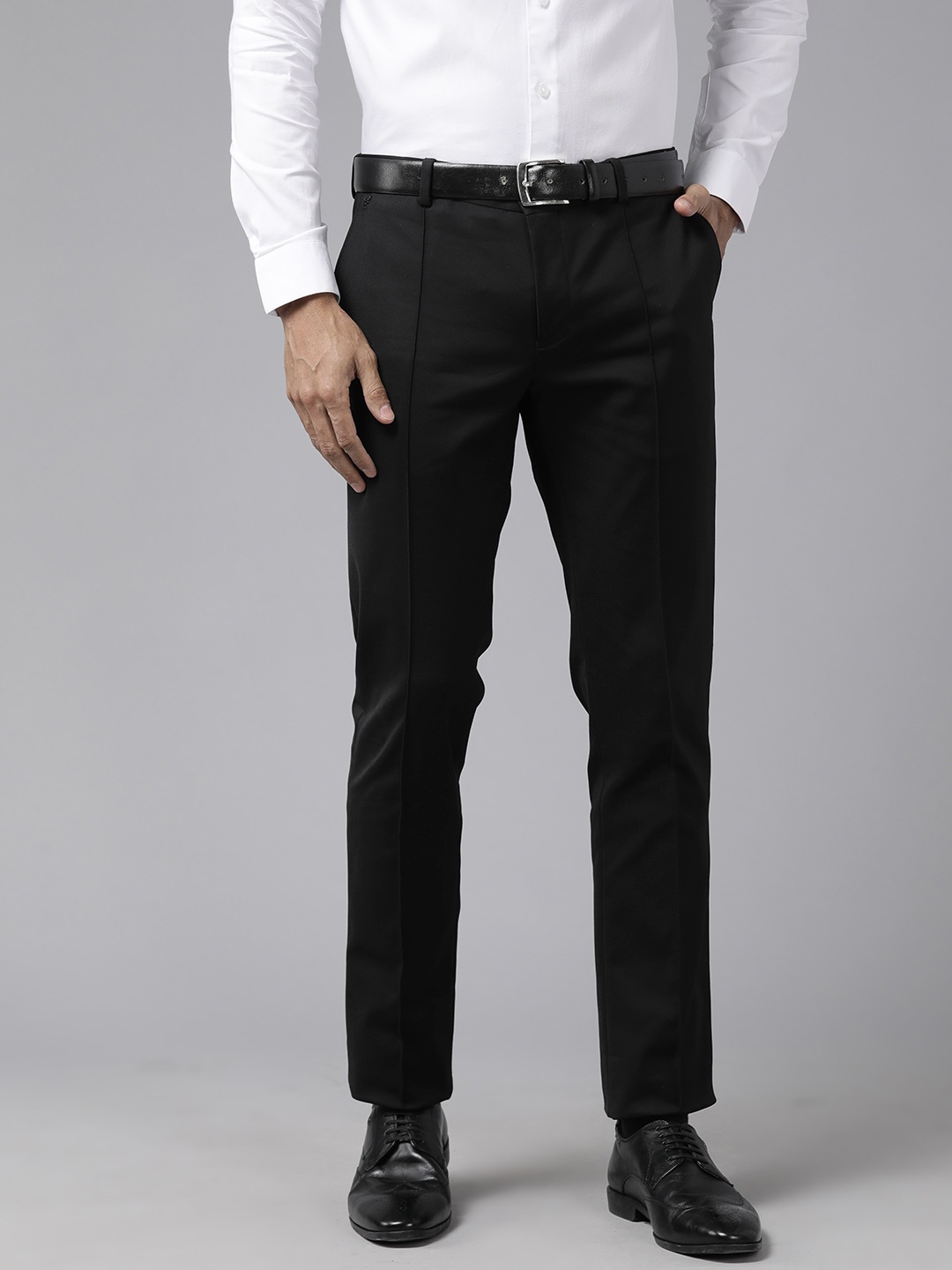 

Blackberrys Men Skinny Fit Formal Trousers, Black