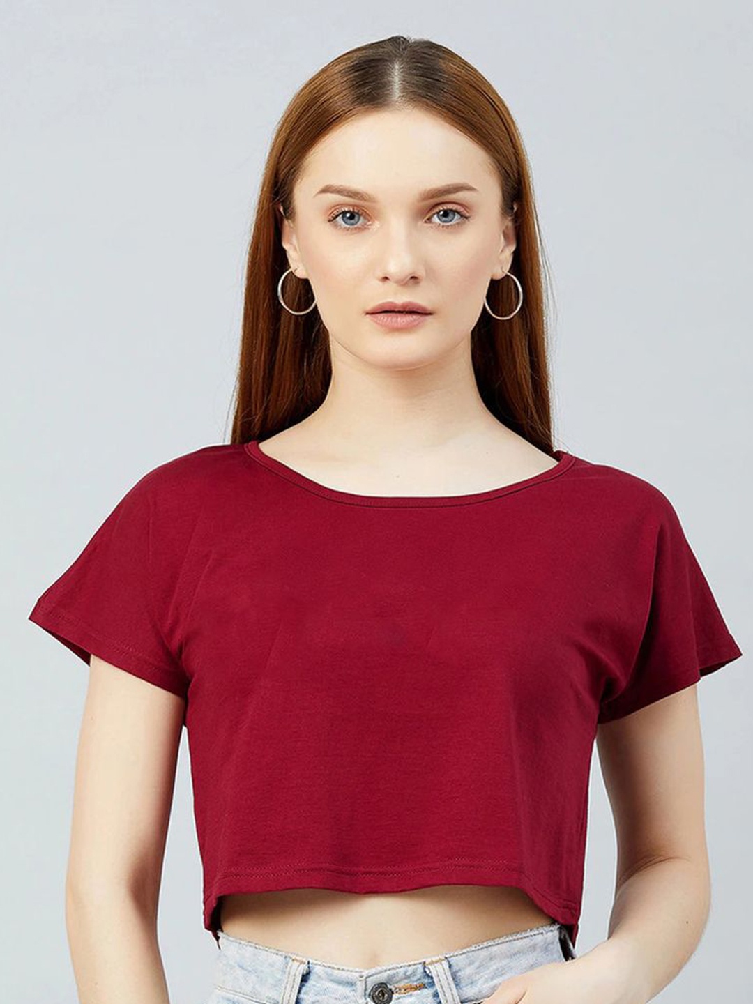 

Dipsha Maroon Boxy Crop Top