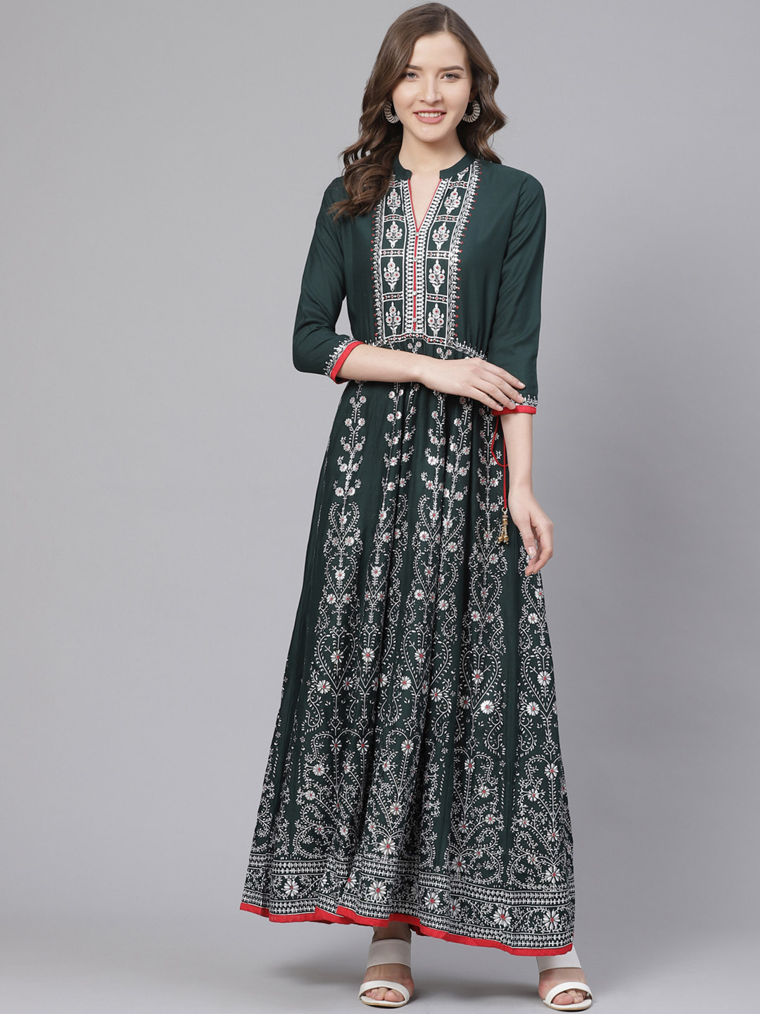 

Bani Women Green Ethnic Motifs Liva Maxi Dress