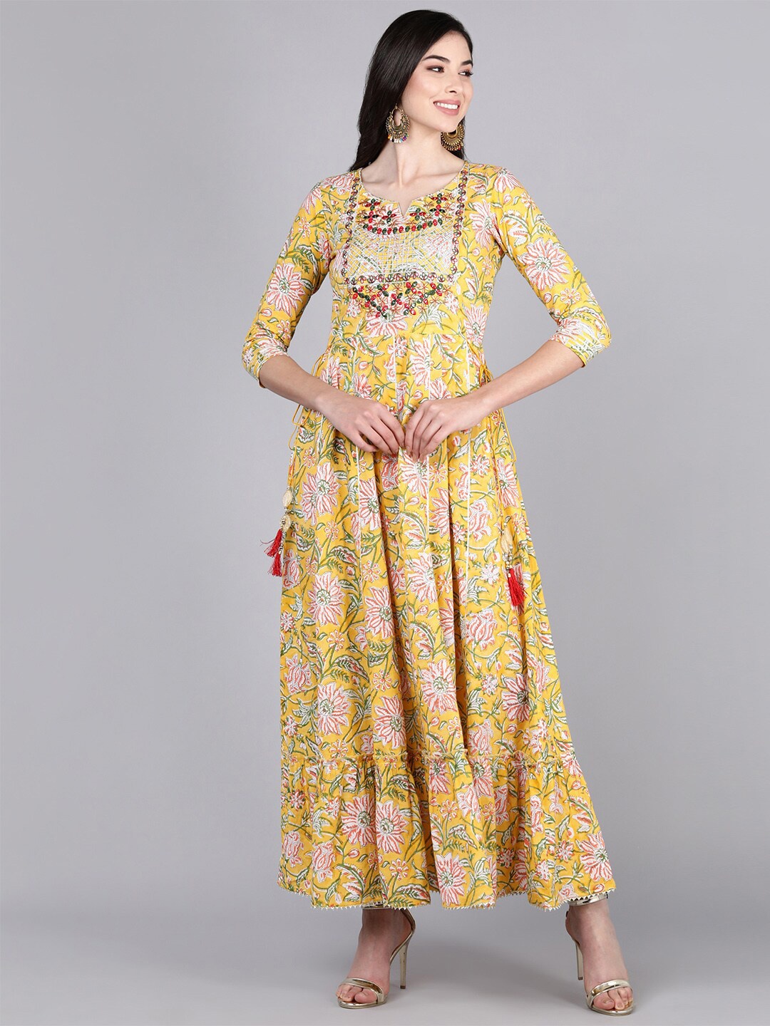 

Bani Women Multicoloured Ethnic Motifs Liva Ethnic Maxi Dress, Multi