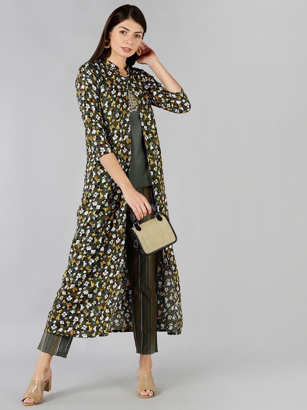 

Bani Women Brown Floral Liva Ethnic Maxi Dress