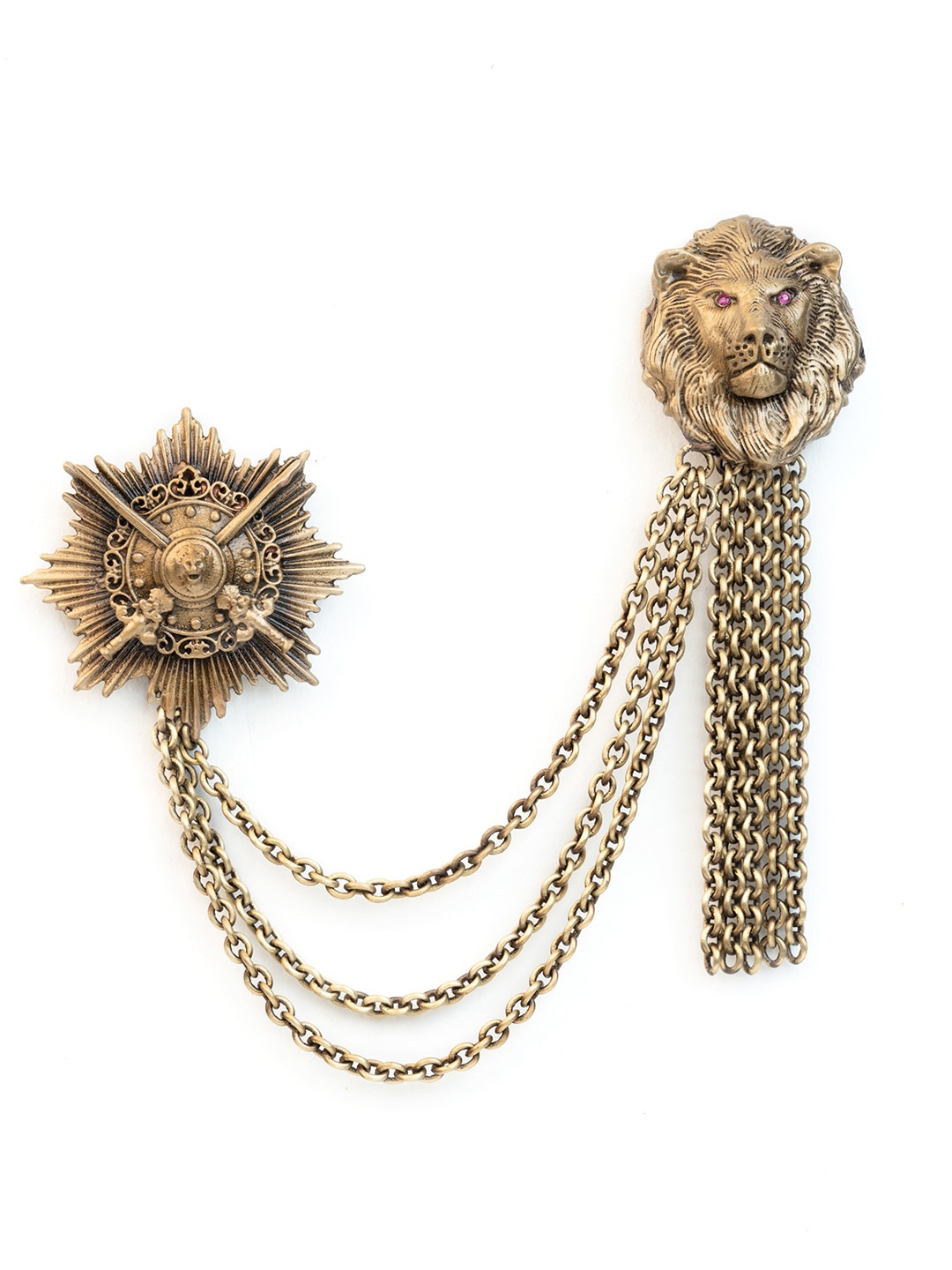

COSA NOSTRAA Men Metallic Fighter Lion Brooch
