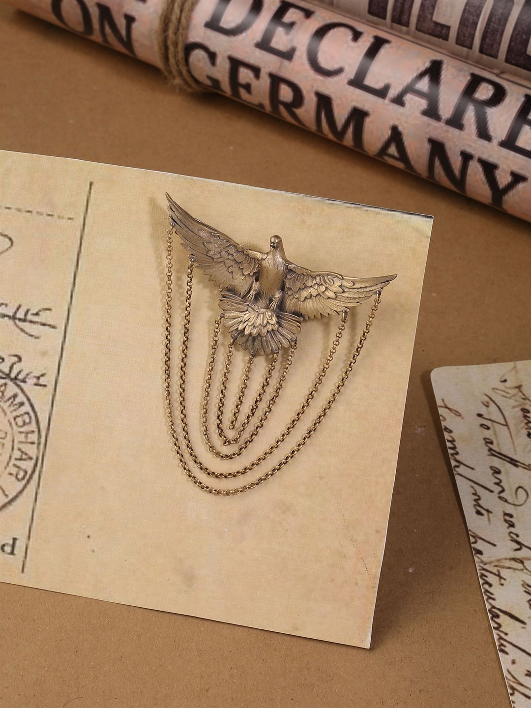 

COSA NOSTRAA Men Gold-Toned Flying Phoenix Brooch