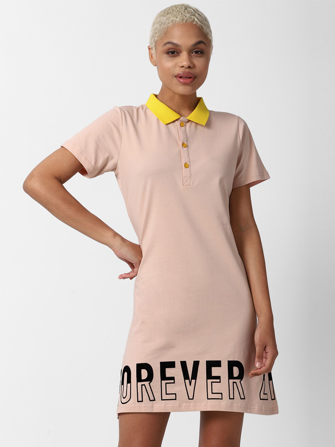 

FOREVER 21 Peach-Coloured T-shirt Dress
