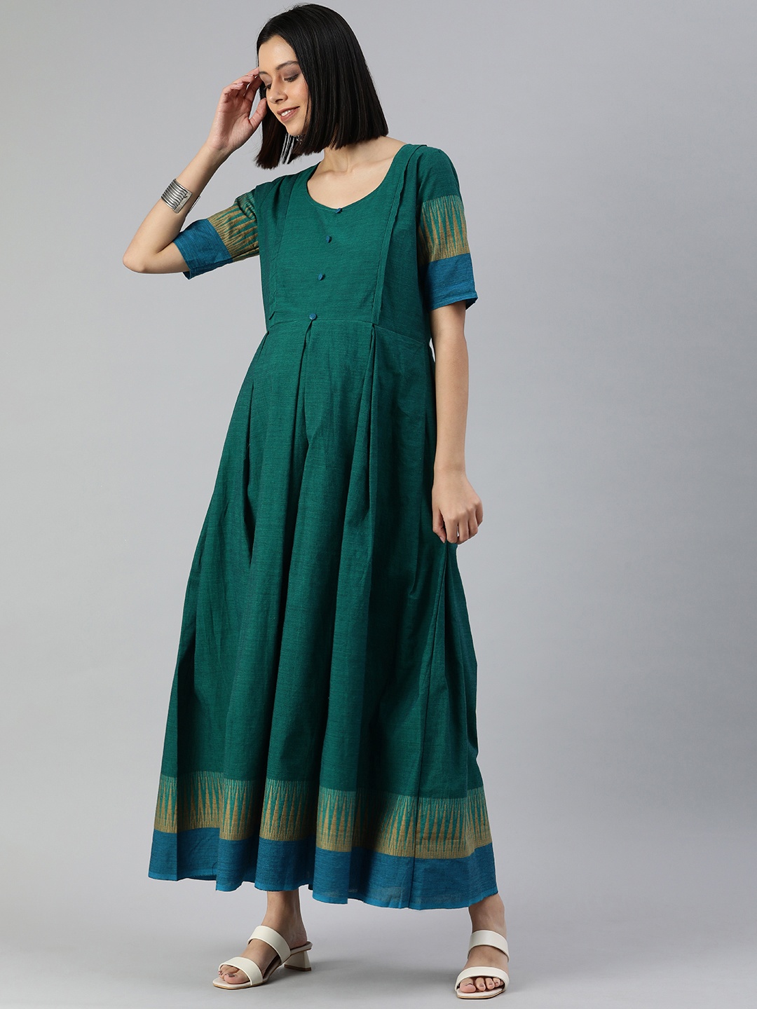 

Swishchick Women Green Maternity Maxi Dress