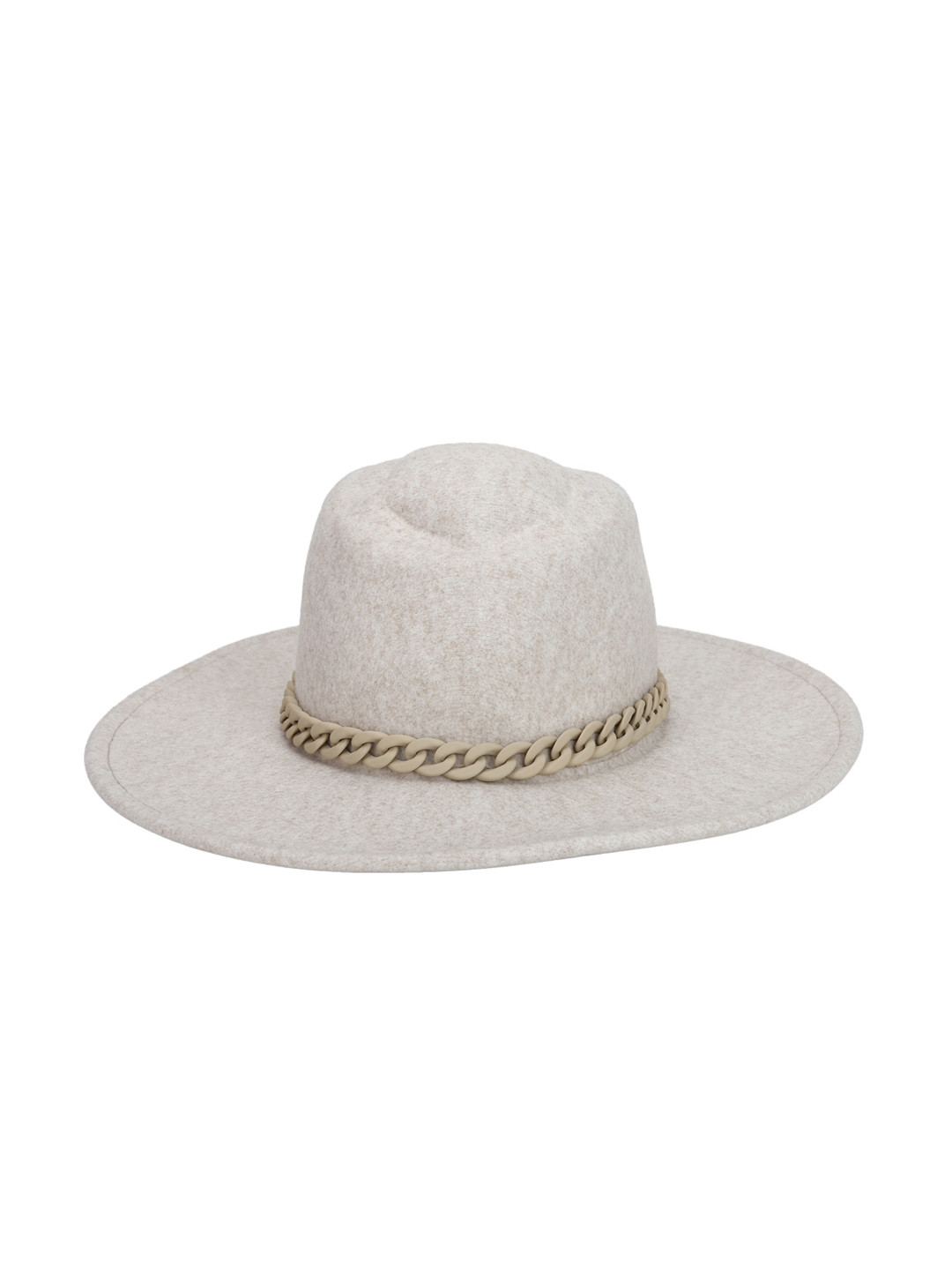 

FOREVER 21 Women Beige Classic Wide Brim Chain Fedora Hat