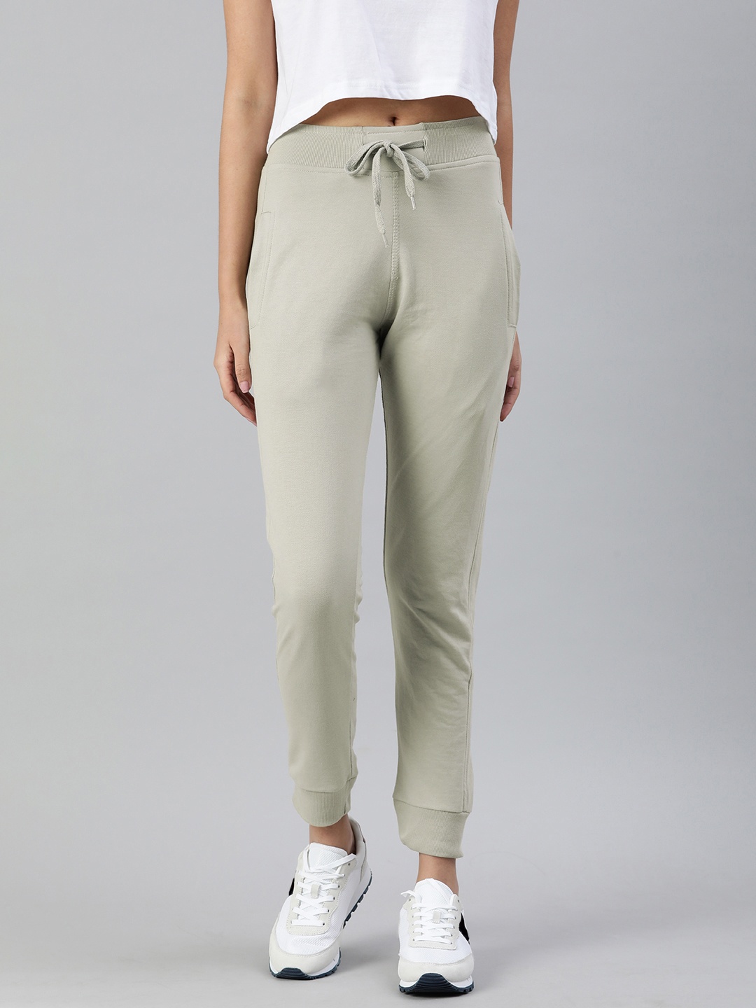 

ADBUCKS Women Off White Solid Running Joggers