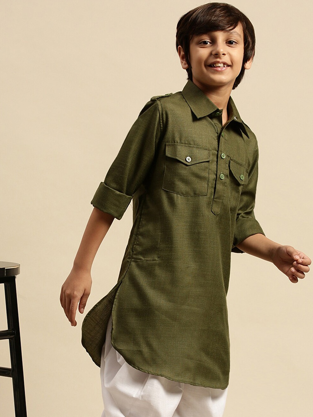 

Sanwara Boys Green Cotton Pathani Kurta