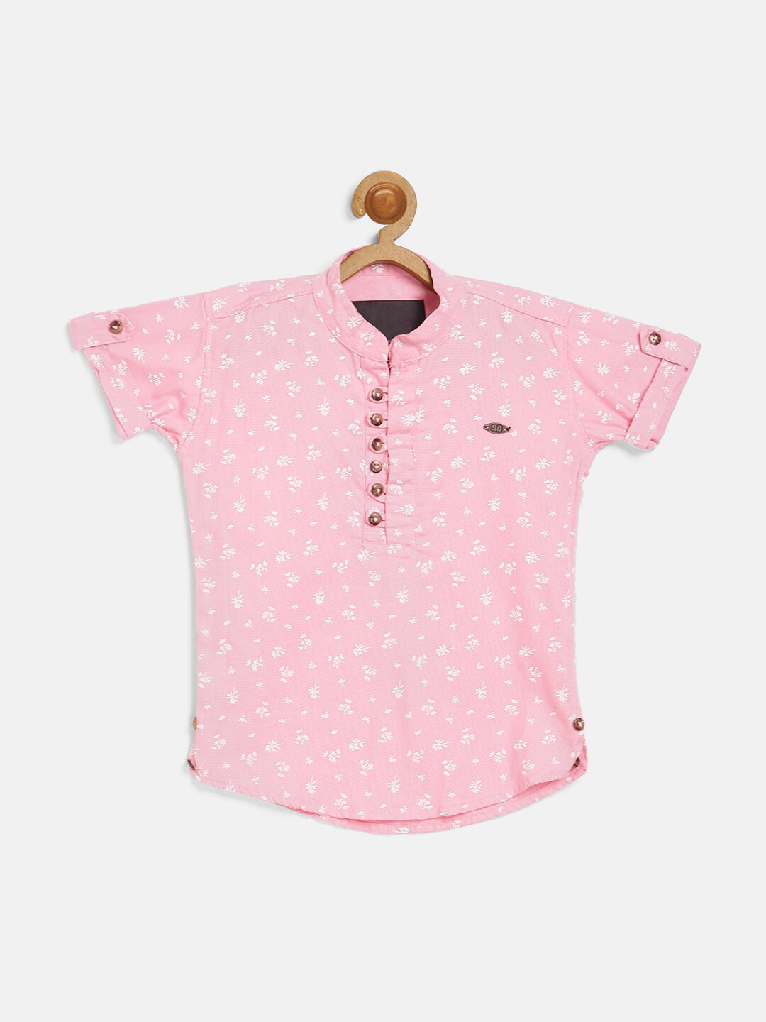

V2 Value & Variety Boys Pink Floral Printed Satin Casual Shirt