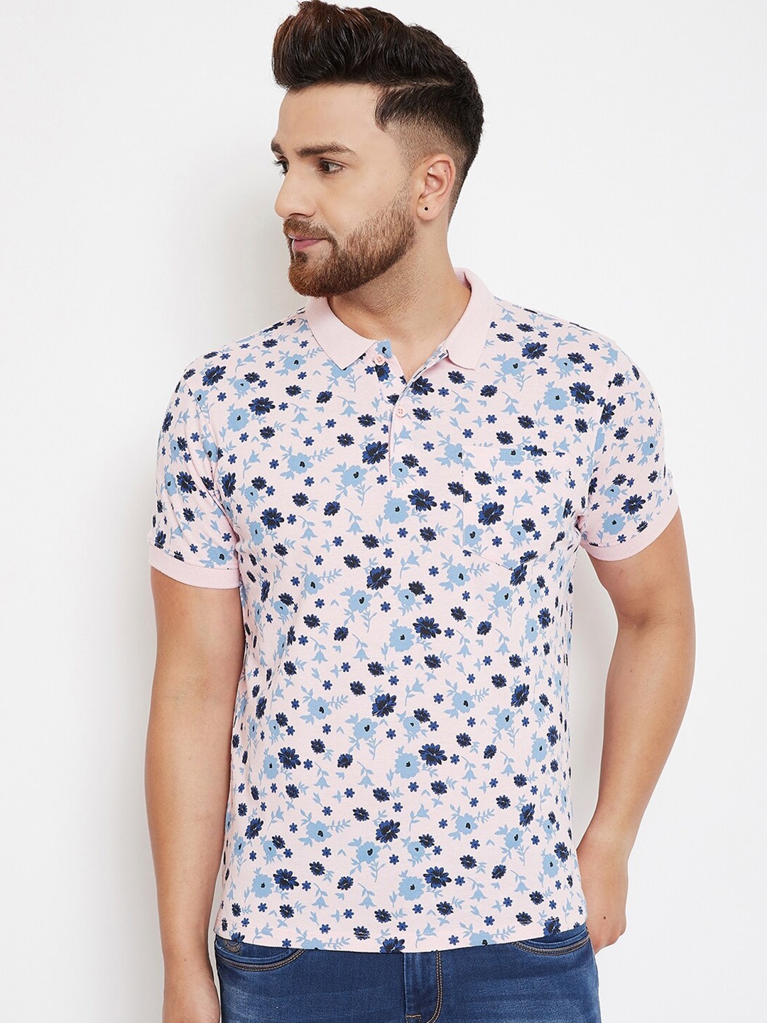 

Canary London Men Pink Printed Slim Fit T-shirt
