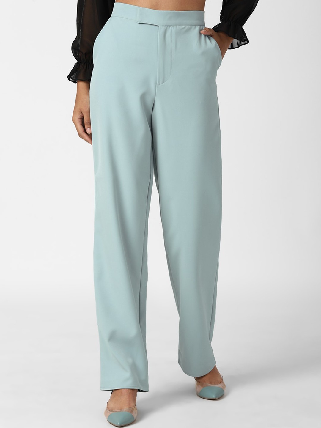 

FOREVER 21 Women Blue Parallel Trousers