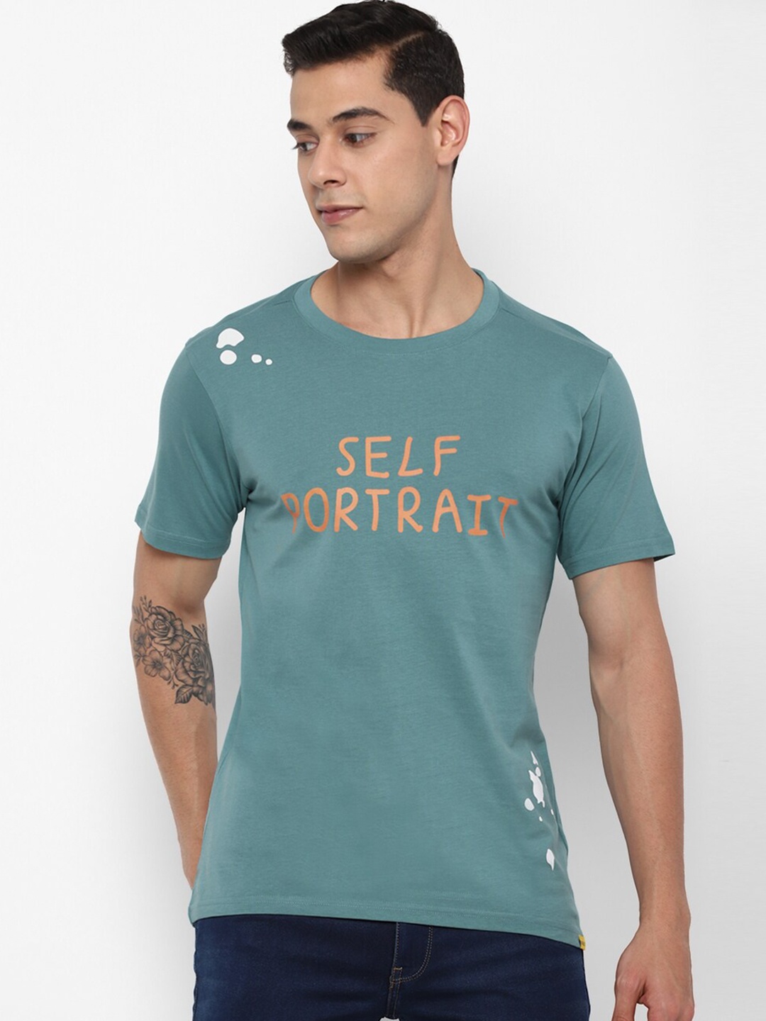 

FOREVER 21 Men Blue Typography Printed T-shirt