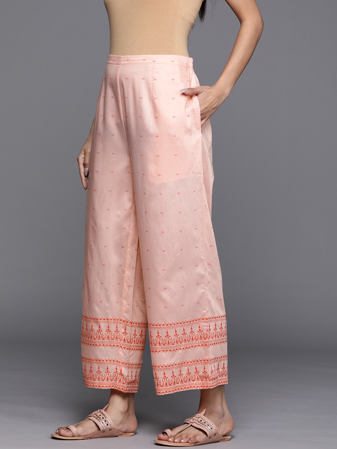 

Libas Women Peach-Coloured Ethnic Motifs Printed Palazzos