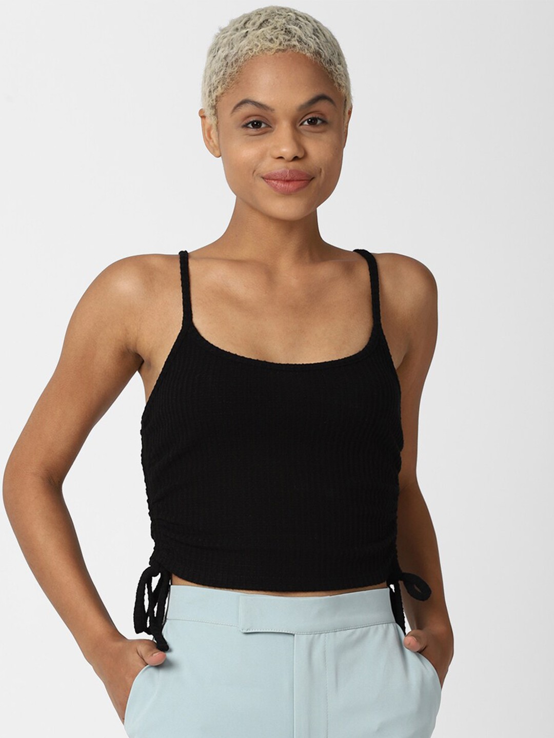 

FOREVER 21 Black Striped Fitted Top