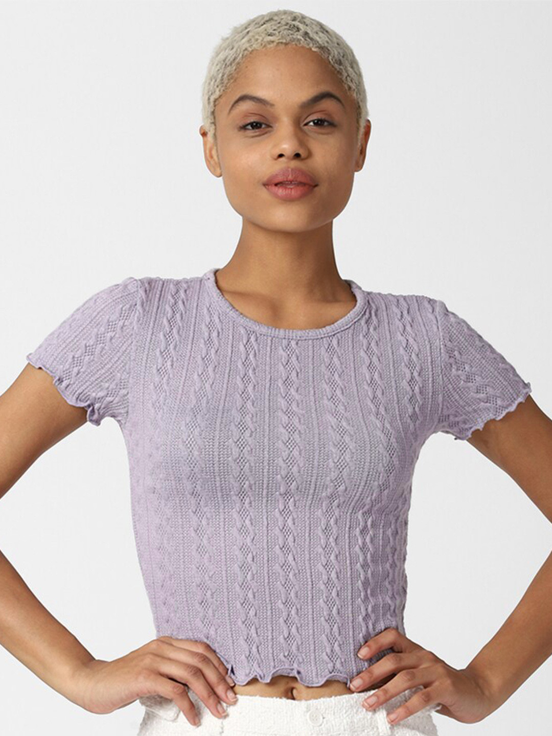 

FOREVER 21 Purple Fitted Crop Top