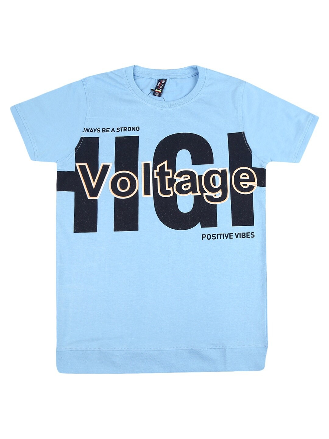 

V-Mart Boys Blue & Black Typography Printed Cotton T-shirt