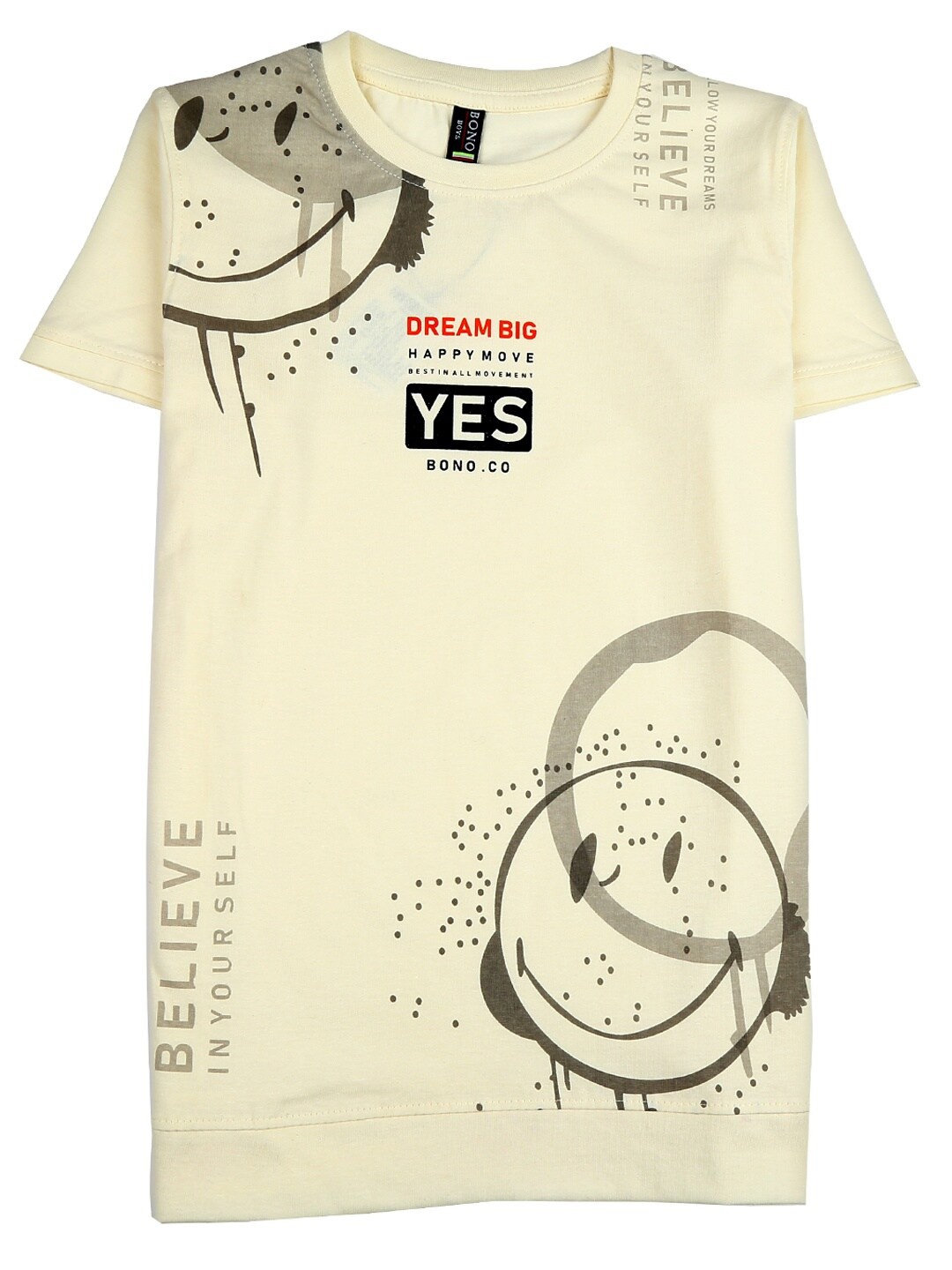 

V-Mart Boys Cream-Coloured & Brown Printed Running Cotton T-shirt