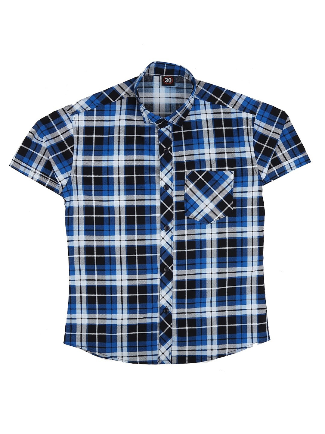 

V-Mart Boys Blue & White Standard Checked Cotton Casual Shirt