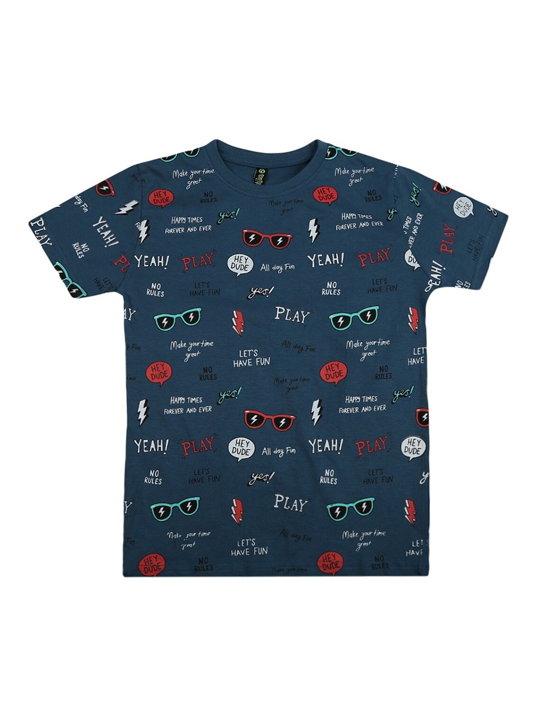 

V-Mart Boys Blue Printed Cotton T-shirt