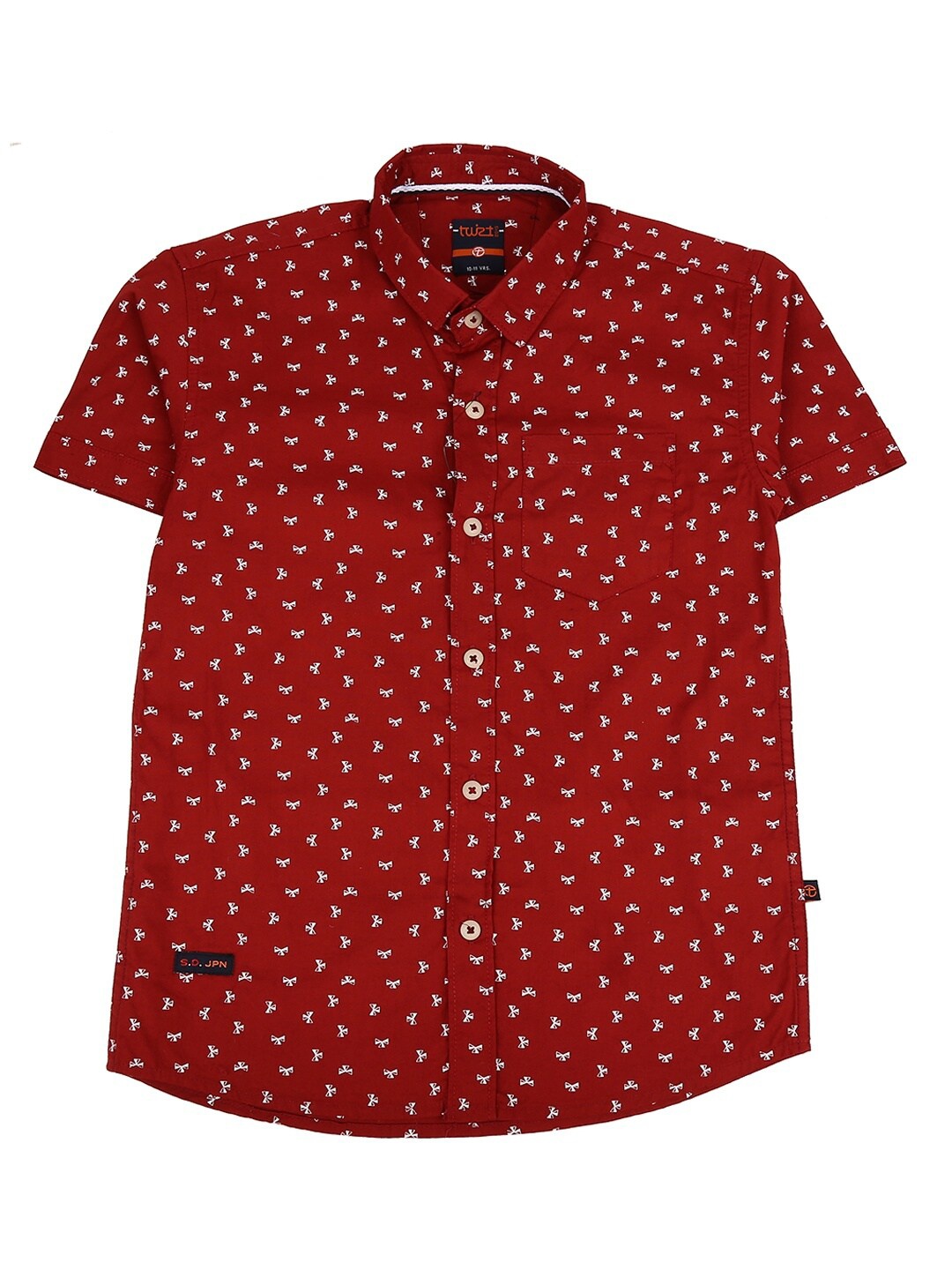 

V-Mart Boys Red & White Standard Printed Poplin Casual Shirt
