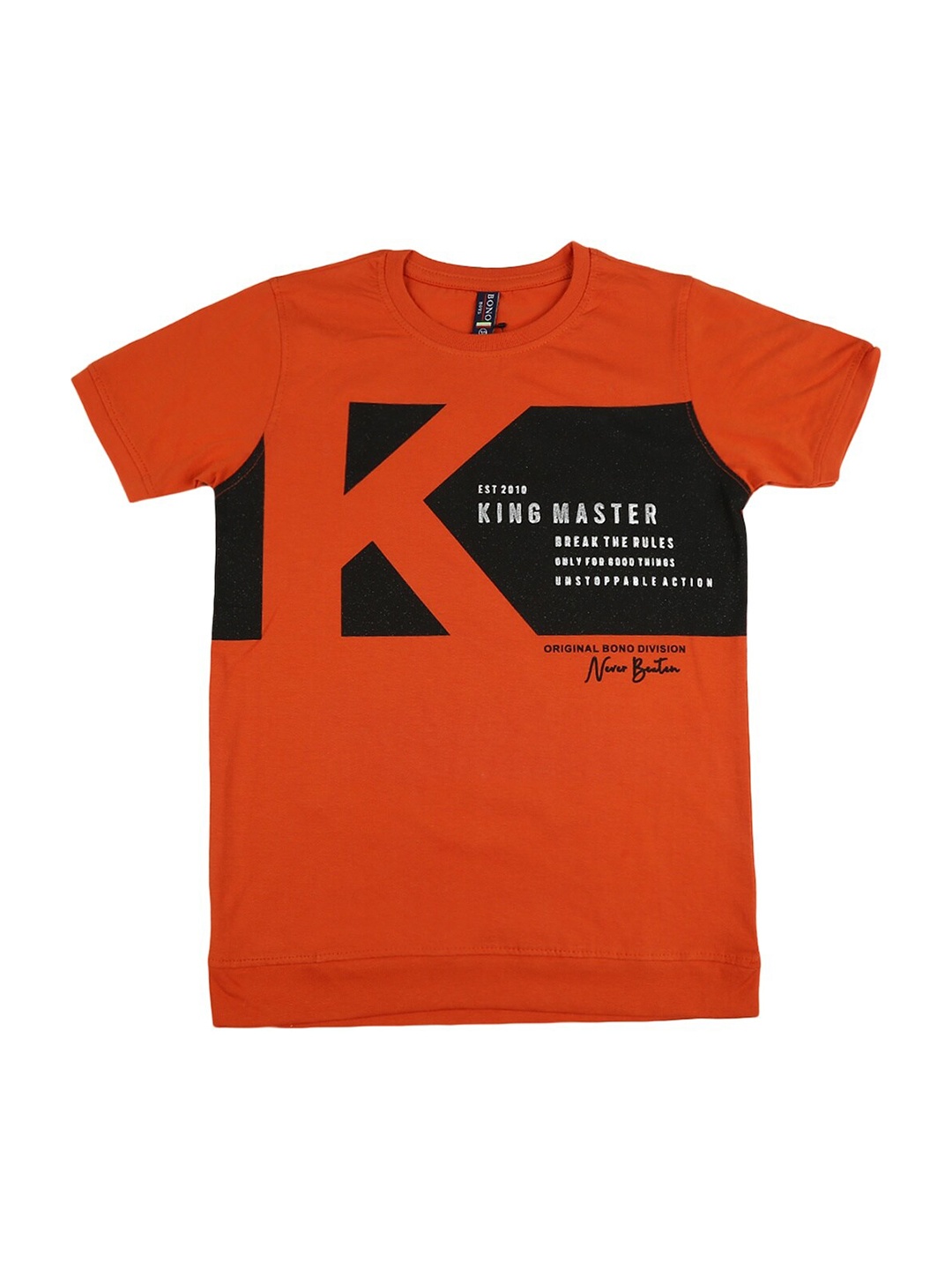 

V-Mart Boys Rust & Black Typography Printed Cotton T-shirt