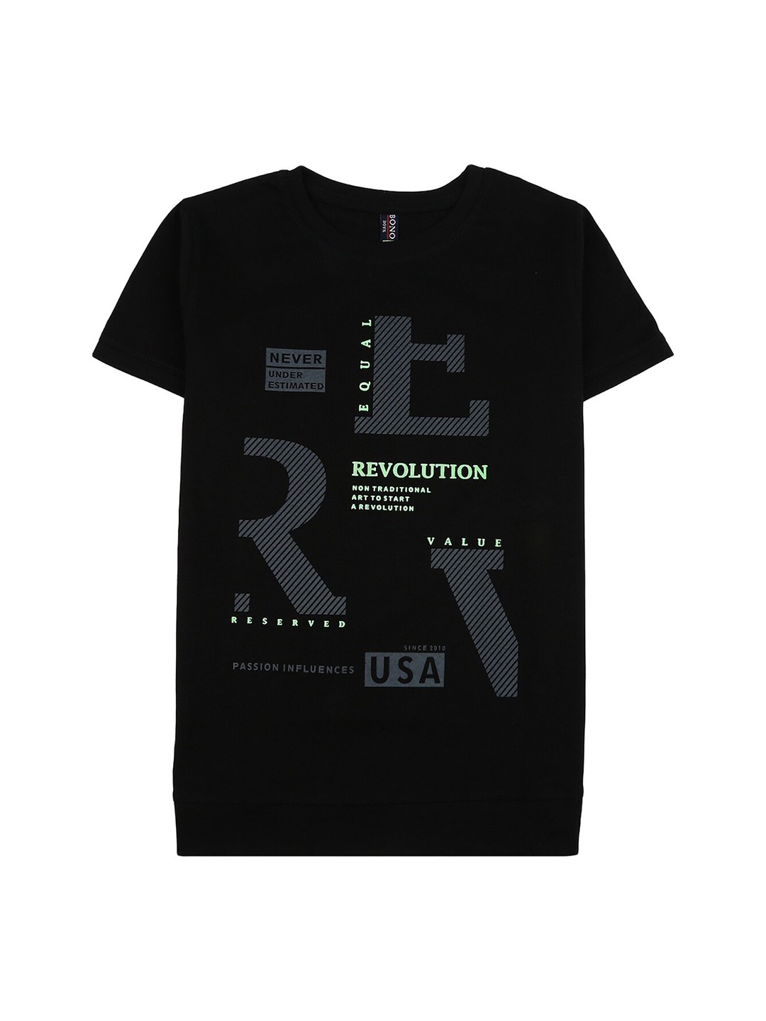 

V-Mart Boys Black Typography Printed Cotton T-shirt