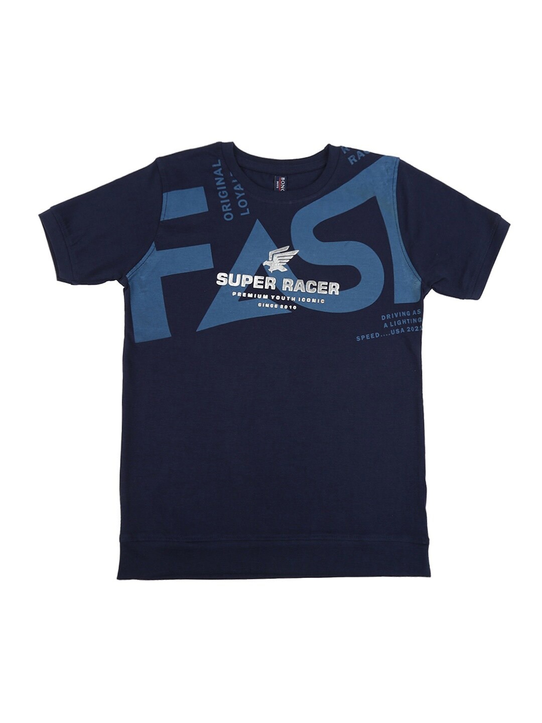

V-Mart Boys Blue Typography Printed Running T-shirt