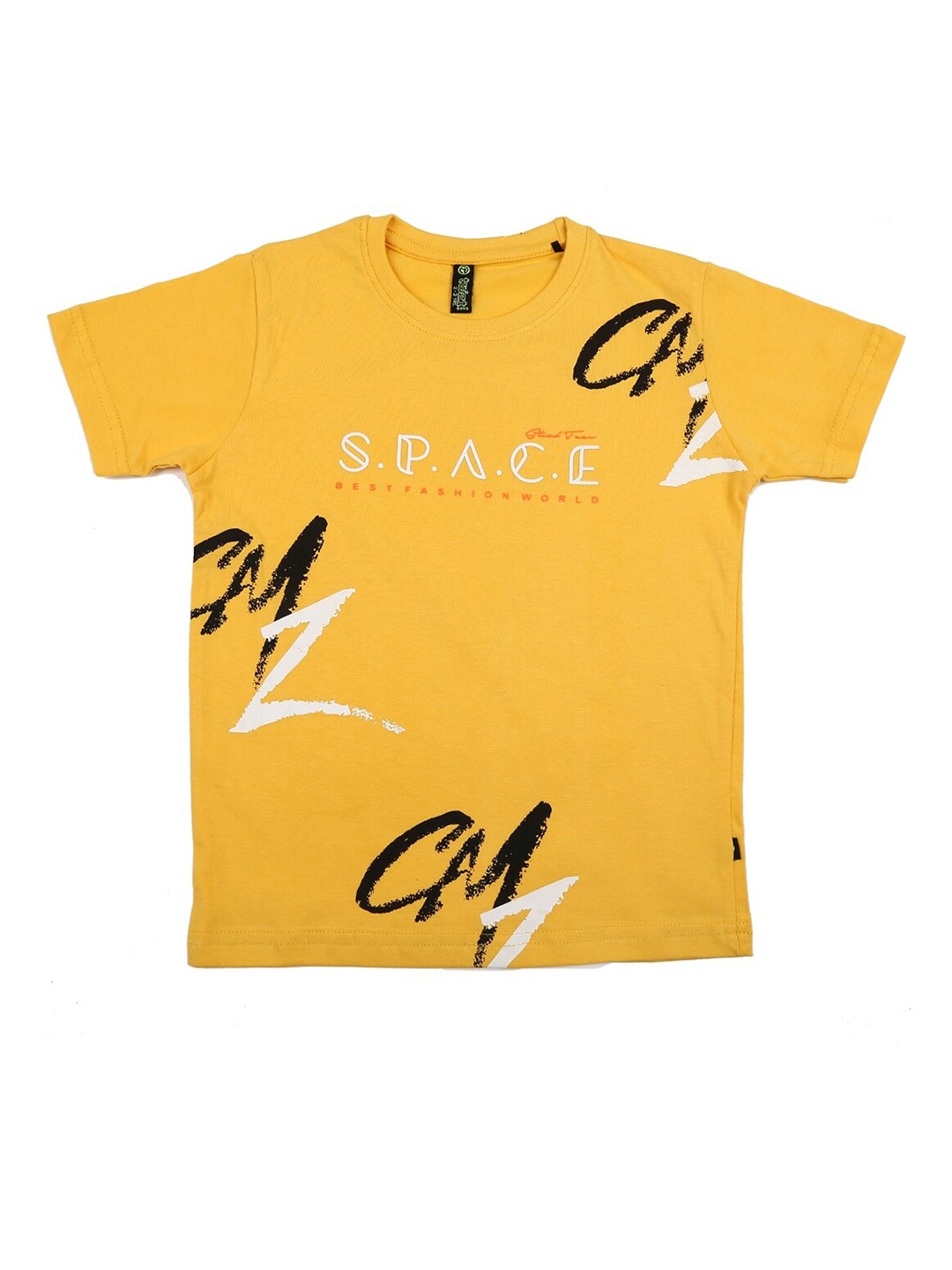 

V-Mart Boys Gold-Toned Typography Printed Running Cotton T-shirt