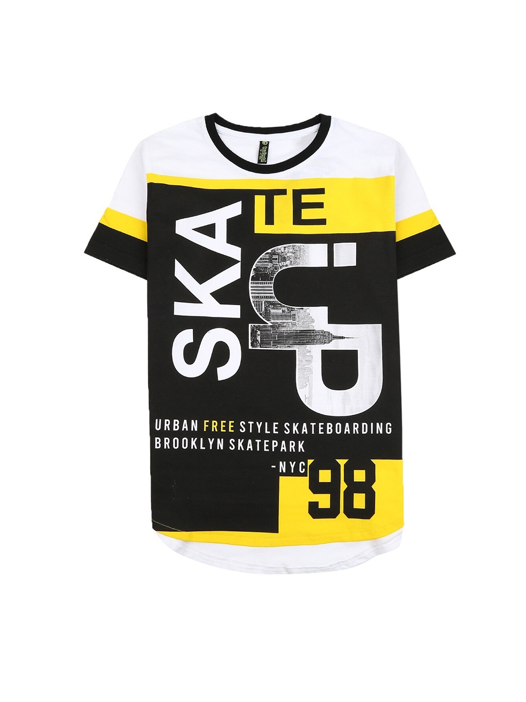 

V-Mart Boys Black & Yellow Typography Printed Cotton T-shirt