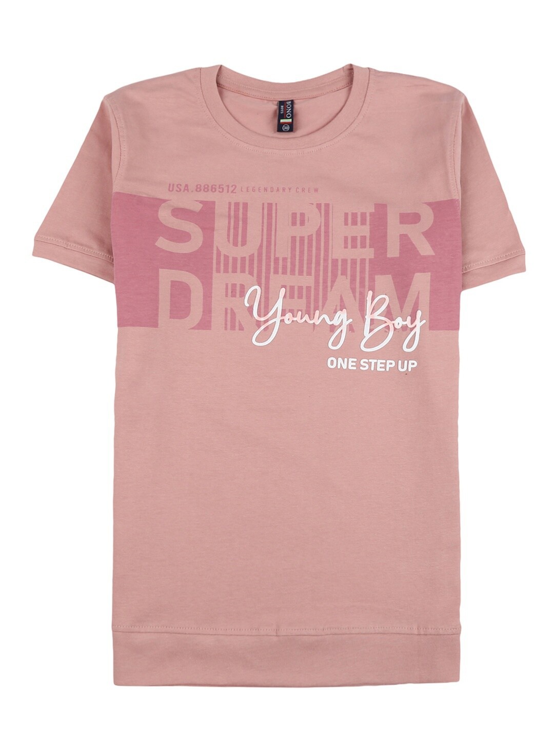 

V-Mart Boys Pink Typography Printed Cotton T-shirt