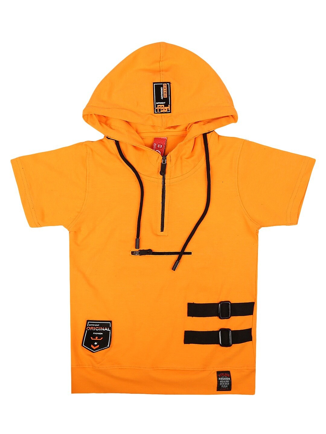 

V-Mart Boys Orange Applique Hooded T-shirt