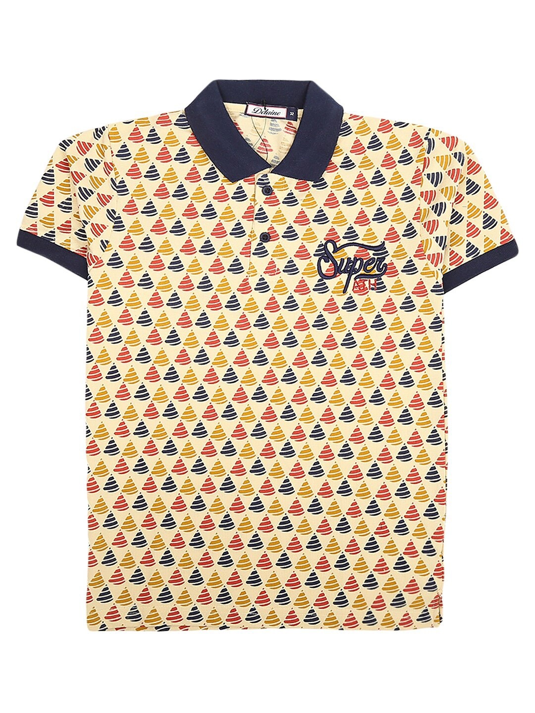 

V-Mart Boys Beige Printed Polo Collar Cotton T-shirt