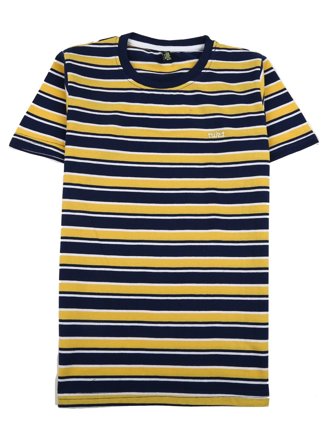 

V-Mart Boys Yellow & Navy Blue Striped Cotton T-shirt