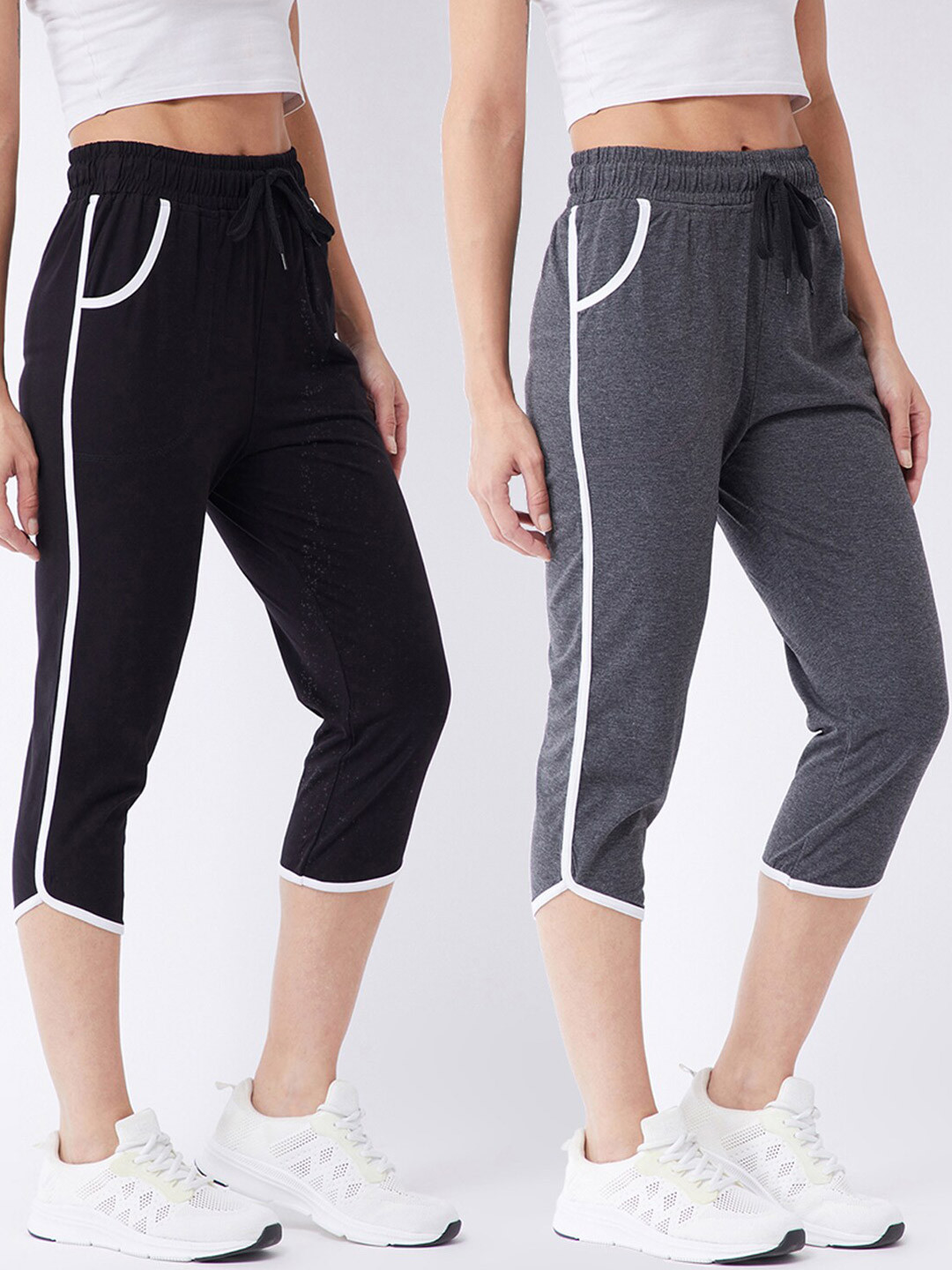 

Modeve Women Black & Grey Pack Of 2 Capris